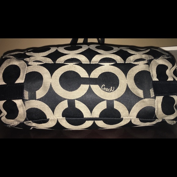 Coach Madison Maggie OP Art Black/Tan Shoulder Bag - Picture 7 of 8
